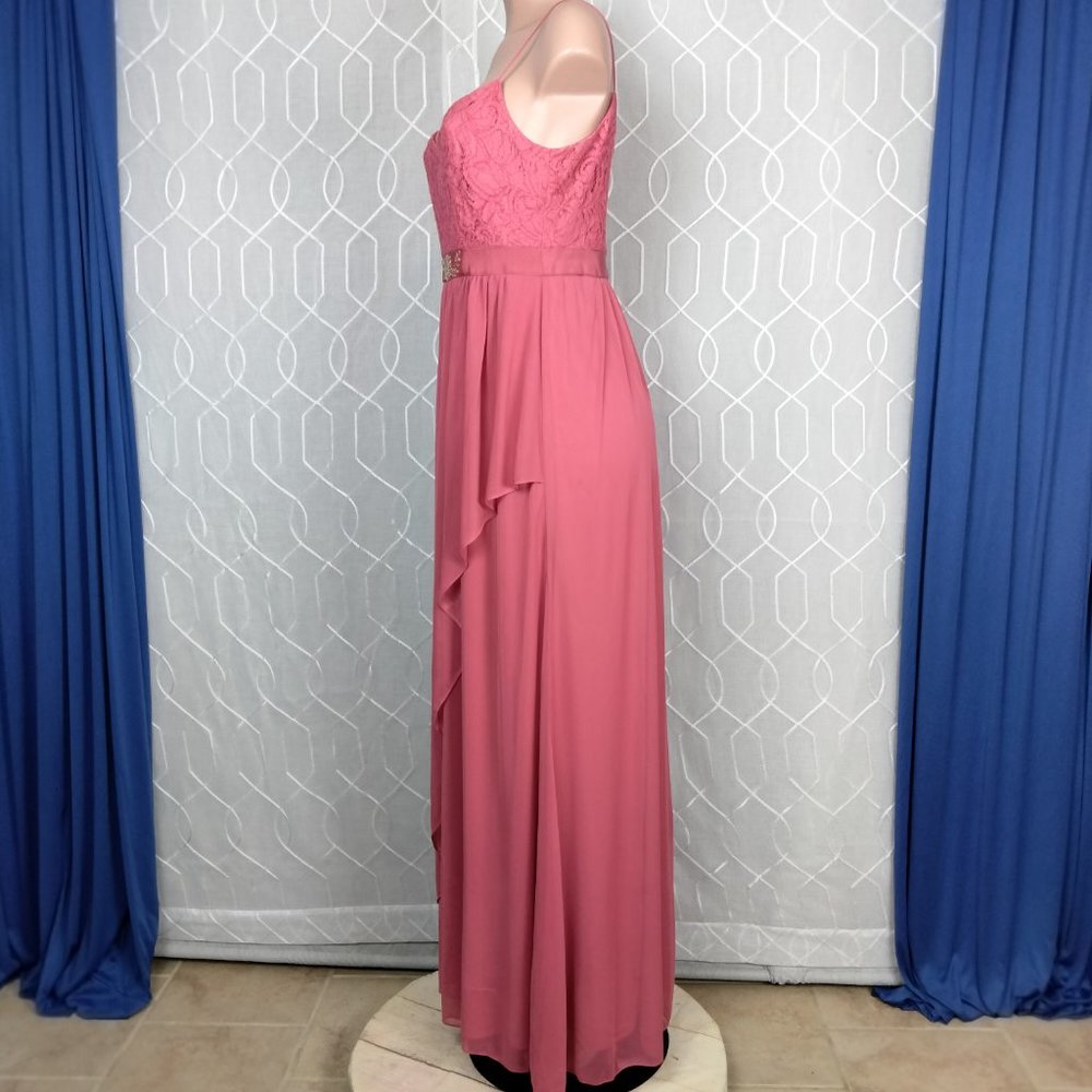 Adriana Papell Gown Salmon Peach Bridesmaid, Prom, evening gown Lace Top8 - Picture 2 of 10